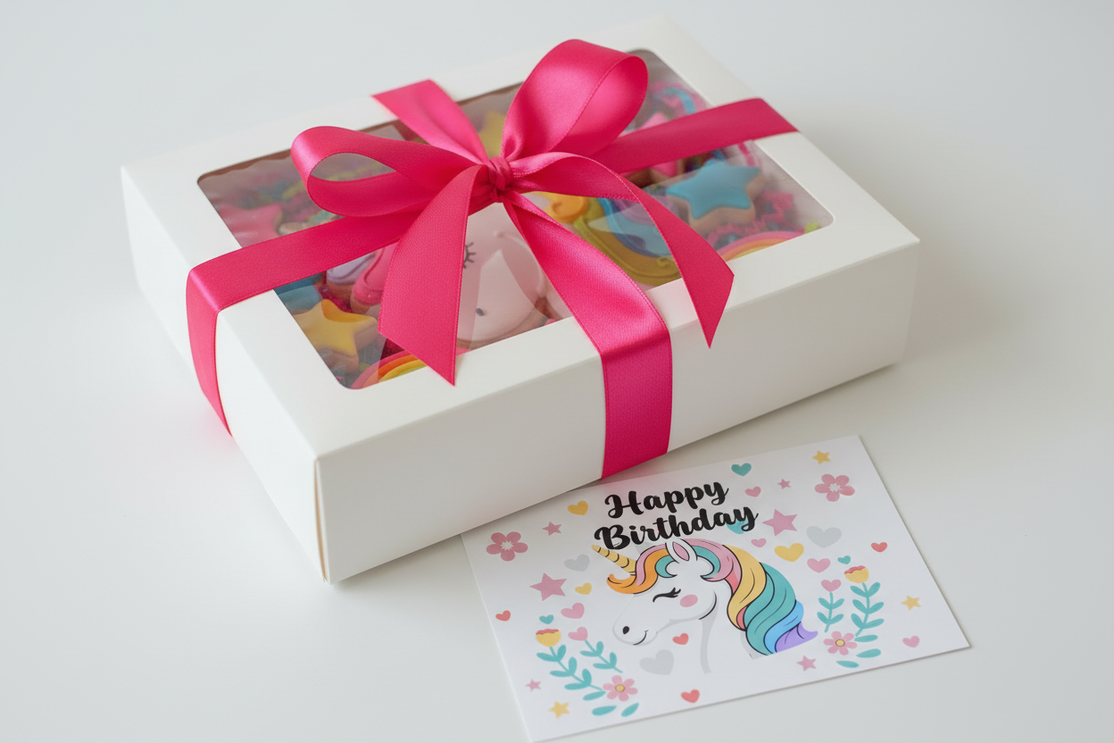 Bright Color Unicorn Cookie Gift Set with Card