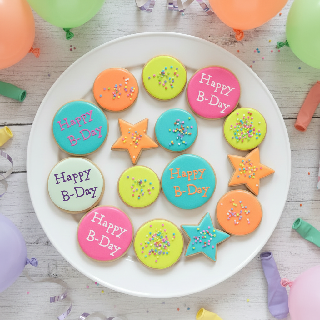 Bright Neon Birthday Cookie Platter