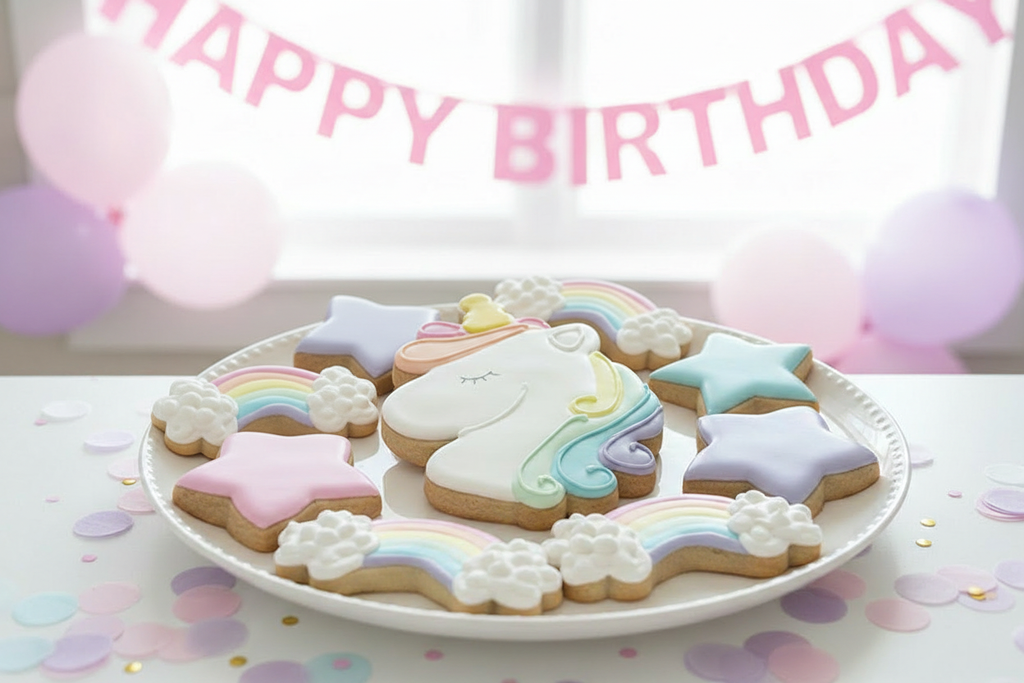 Unicorn Birthday Cookies with More Rainbows